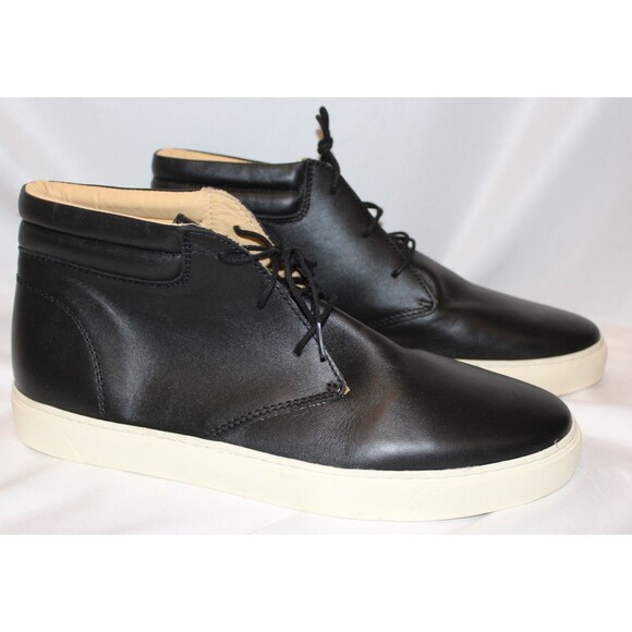 NISOLO MEN\'S EVERYDAY HIGH TOP‎ LEATHER BLACK SNEAKERS SZ 12 NWOB $170 main image 5